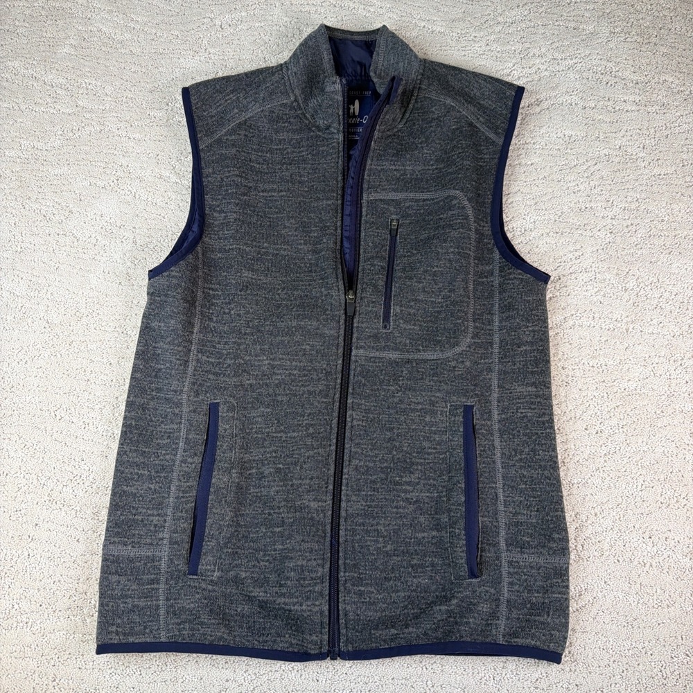 Men's Johnnie-O Small Grey Full Zip Golf Vest Pockets Lined